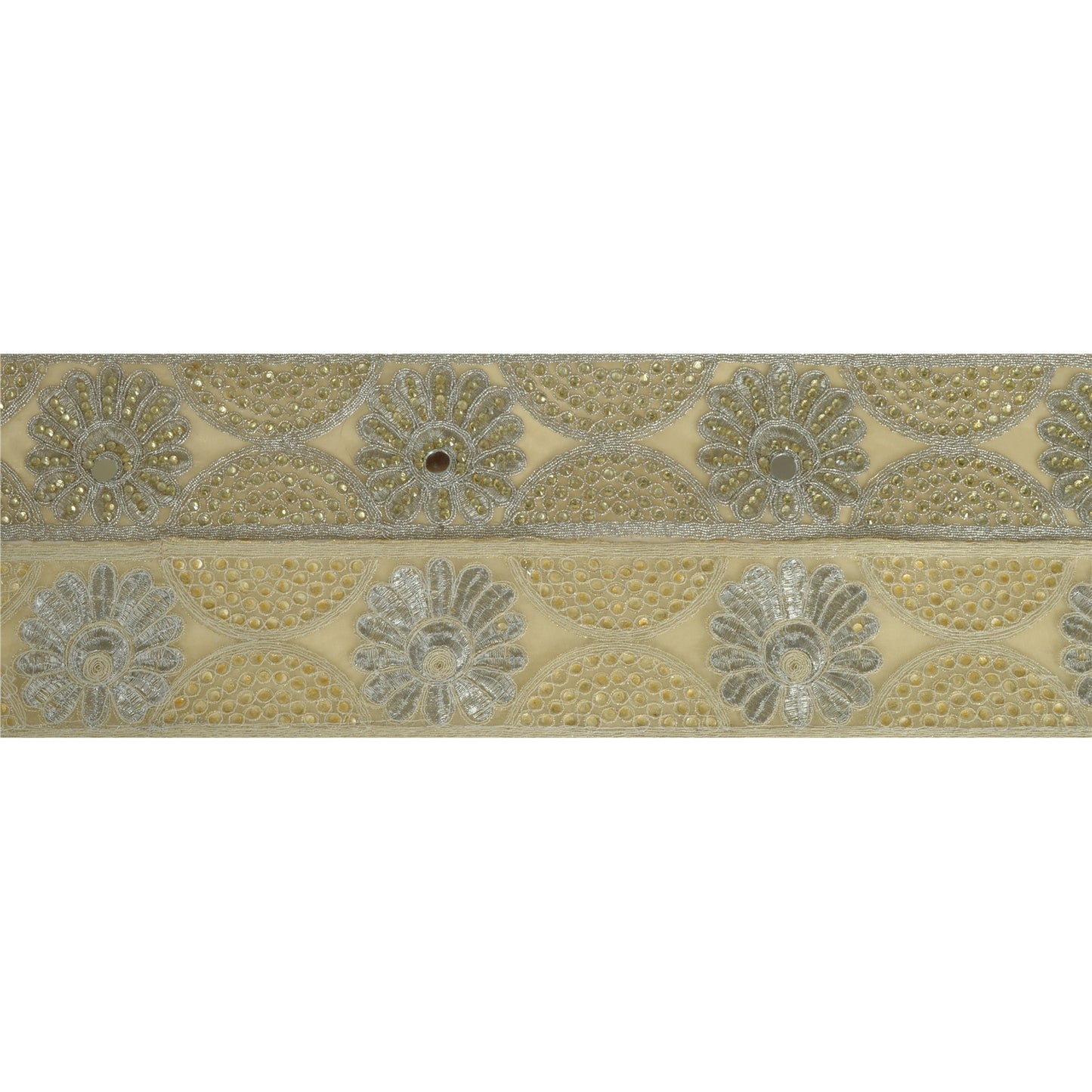 Sanskriti Indian Hand Beaded Dress Border 1 YD Trim Ribbon Golden Craft Lace