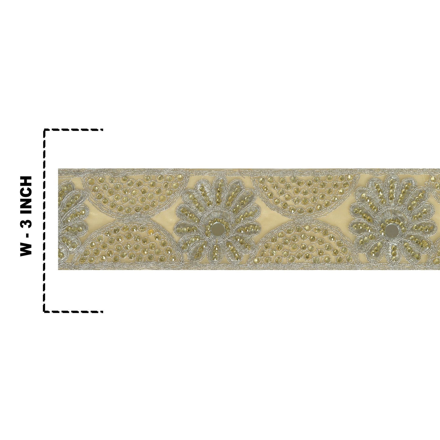 Sanskriti Indian Hand Beaded Dress Border 1 YD Trim Ribbon Golden Craft Lace