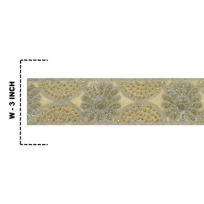Sanskriti Indian Hand Beaded Dress Border 1 YD Trim Ribbon Golden Craft Lace
