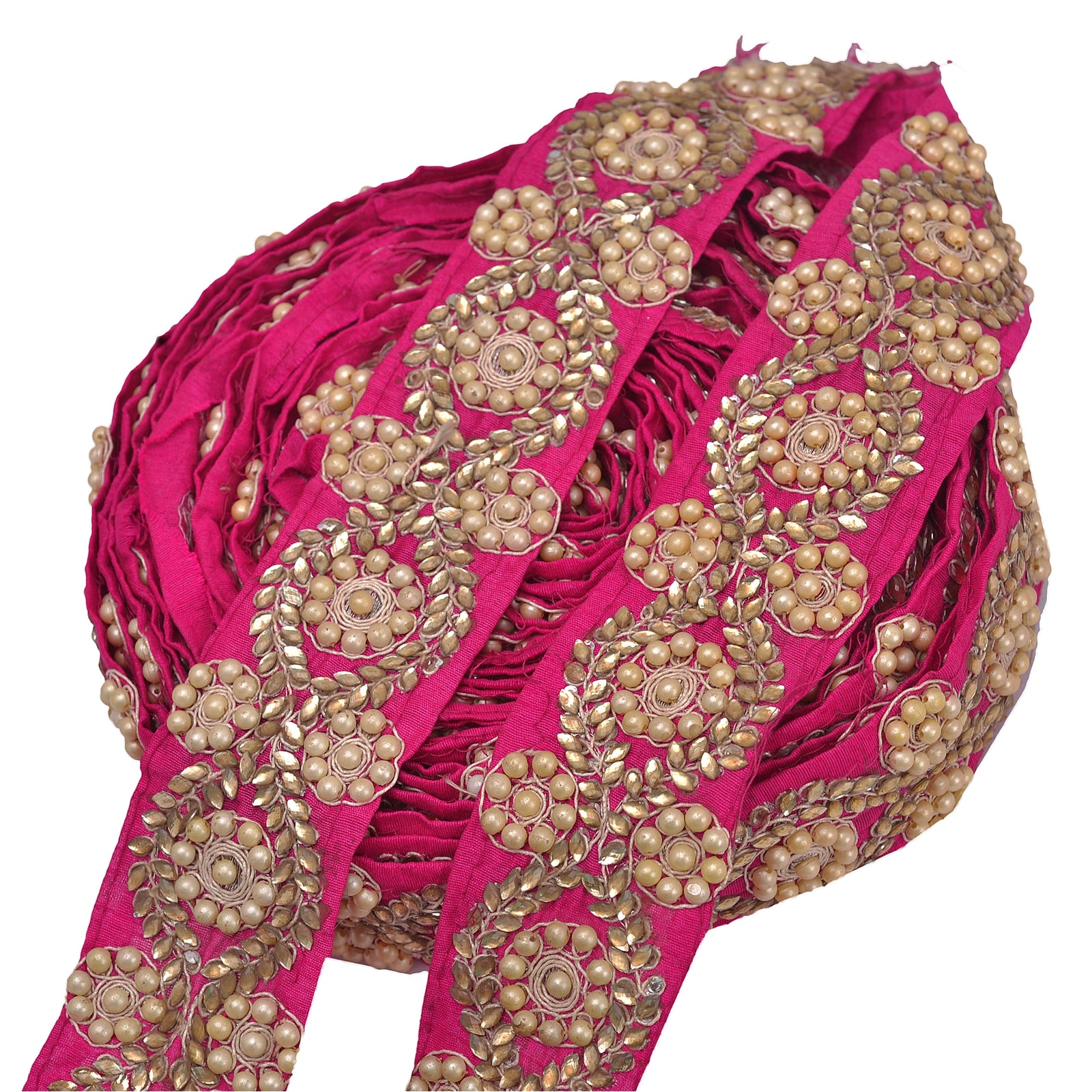 Sanskriti Handmade Dress Sewing 2" W Border 1 YD Trim Pink Craft Decor Lace