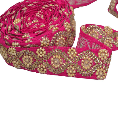Sanskriti Handmade Dress Sewing 2" W Border 1 YD Trim Pink Craft Decor Lace