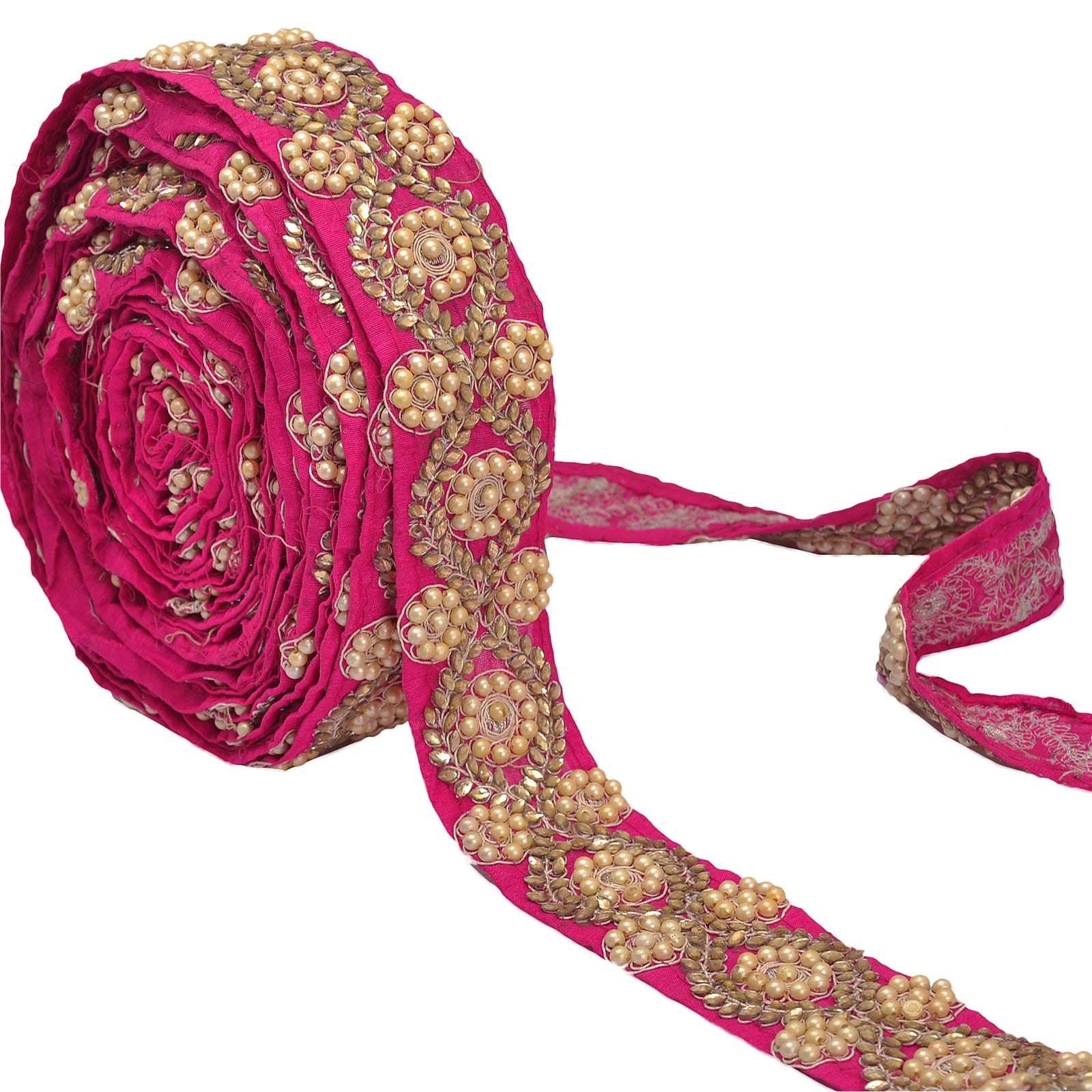 Sanskriti Handmade Dress Sewing 2" W Border 1 YD Trim Pink Craft Decor Lace