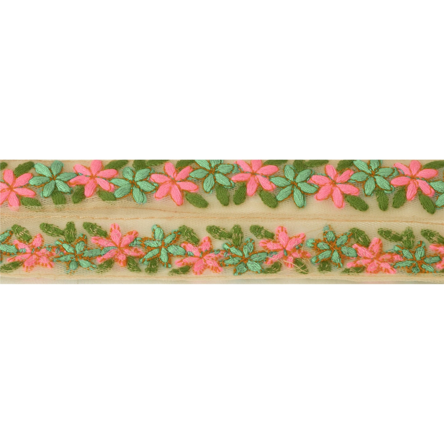 Sanskriti Embroidered Dress Sewing Border 1 YD Trim Green Craft Decor Lace