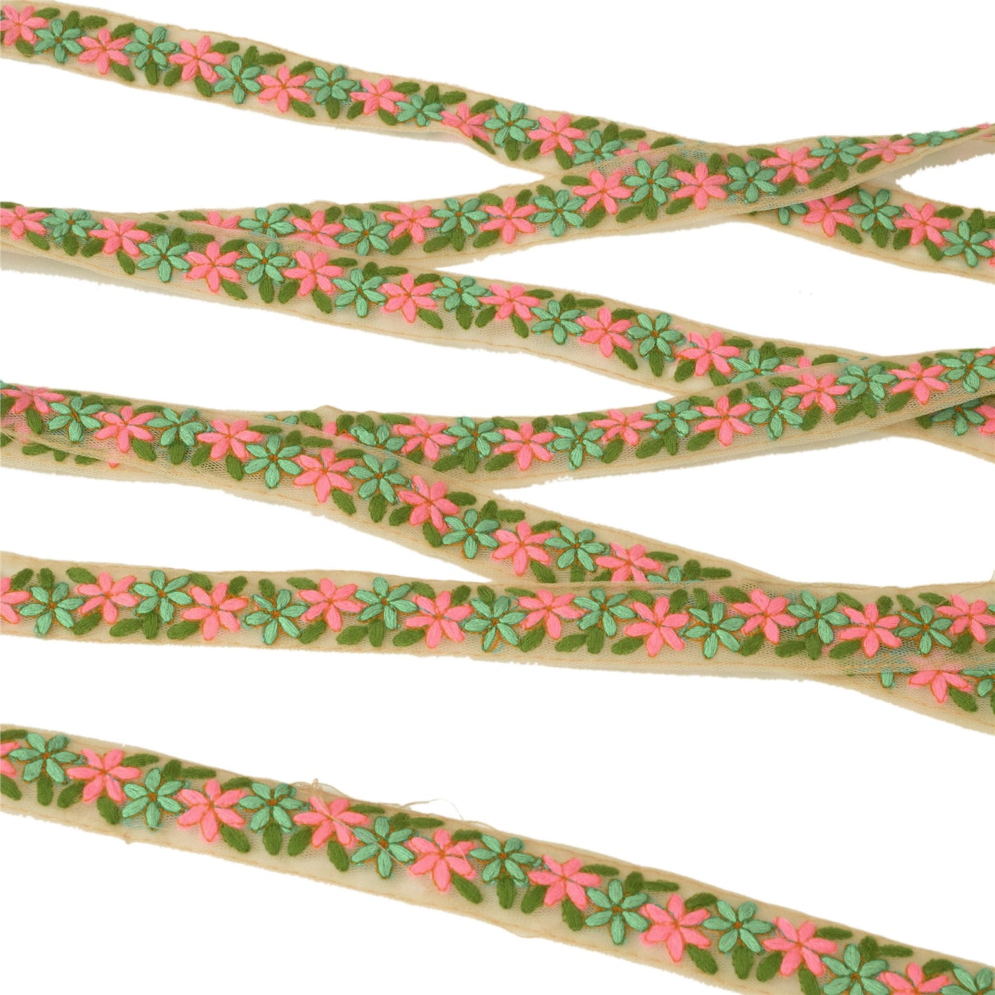 Sanskriti Embroidered Dress Sewing Border 1 YD Trim Green Craft Decor Lace