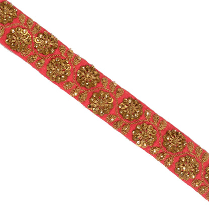 Sanskriti Indian Handmade Dress Sewing  Border 1 YD Trim Pink Craft Decor Lace