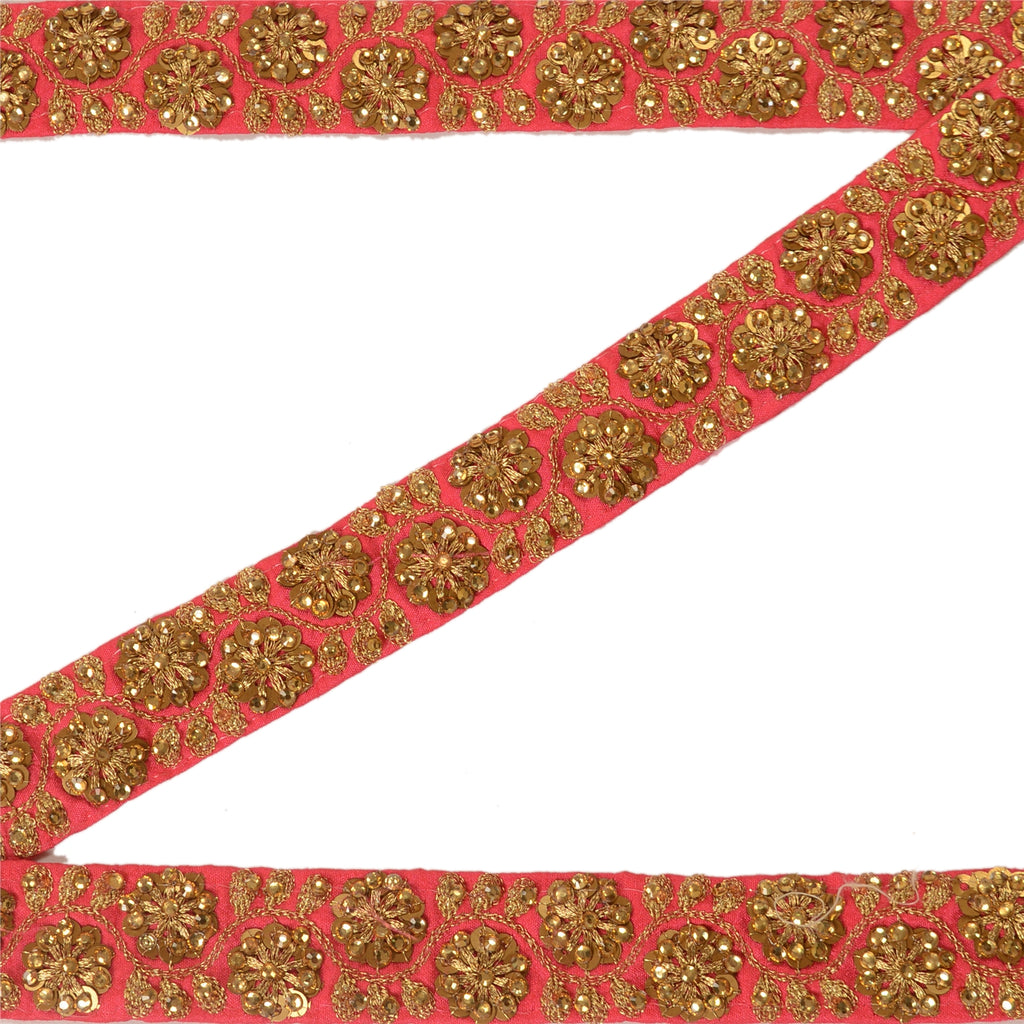 Sanskriti Indian Handmade Dress Sewing  Border 1 YD Trim Pink Craft Decor Lace