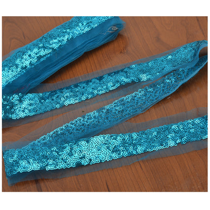 Sanskriti Embroidered Dress Sewing 1.8" W Border 1 YD Trim Blue Craft Decor Lace