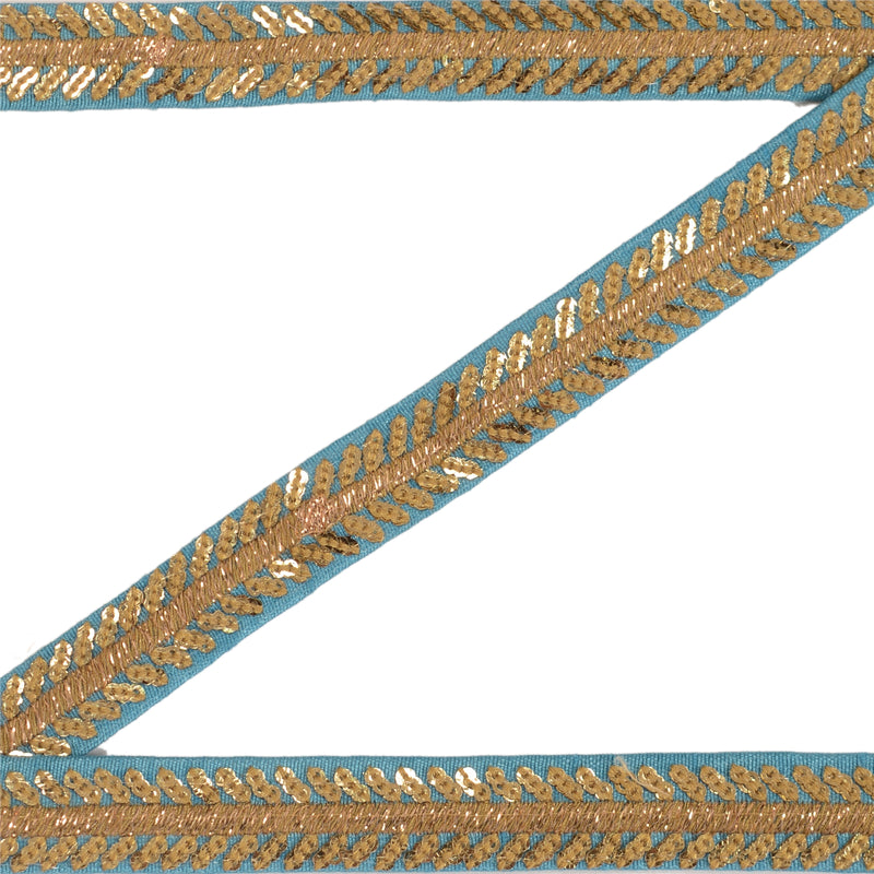 Sanskriti New Embroidered Dress Sewing Border 1 YD Trim Blue Craft Decor Lace