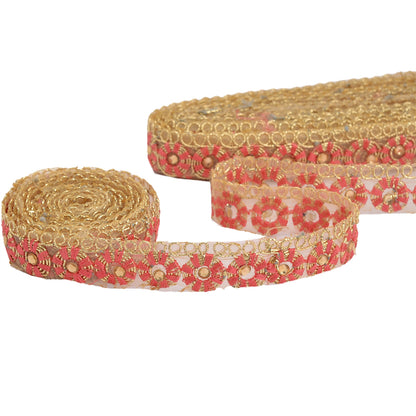 Sanskriti Handmade Dress Sewing 0.8" W Border 1 YD Trim Cream Craft Decor Lace