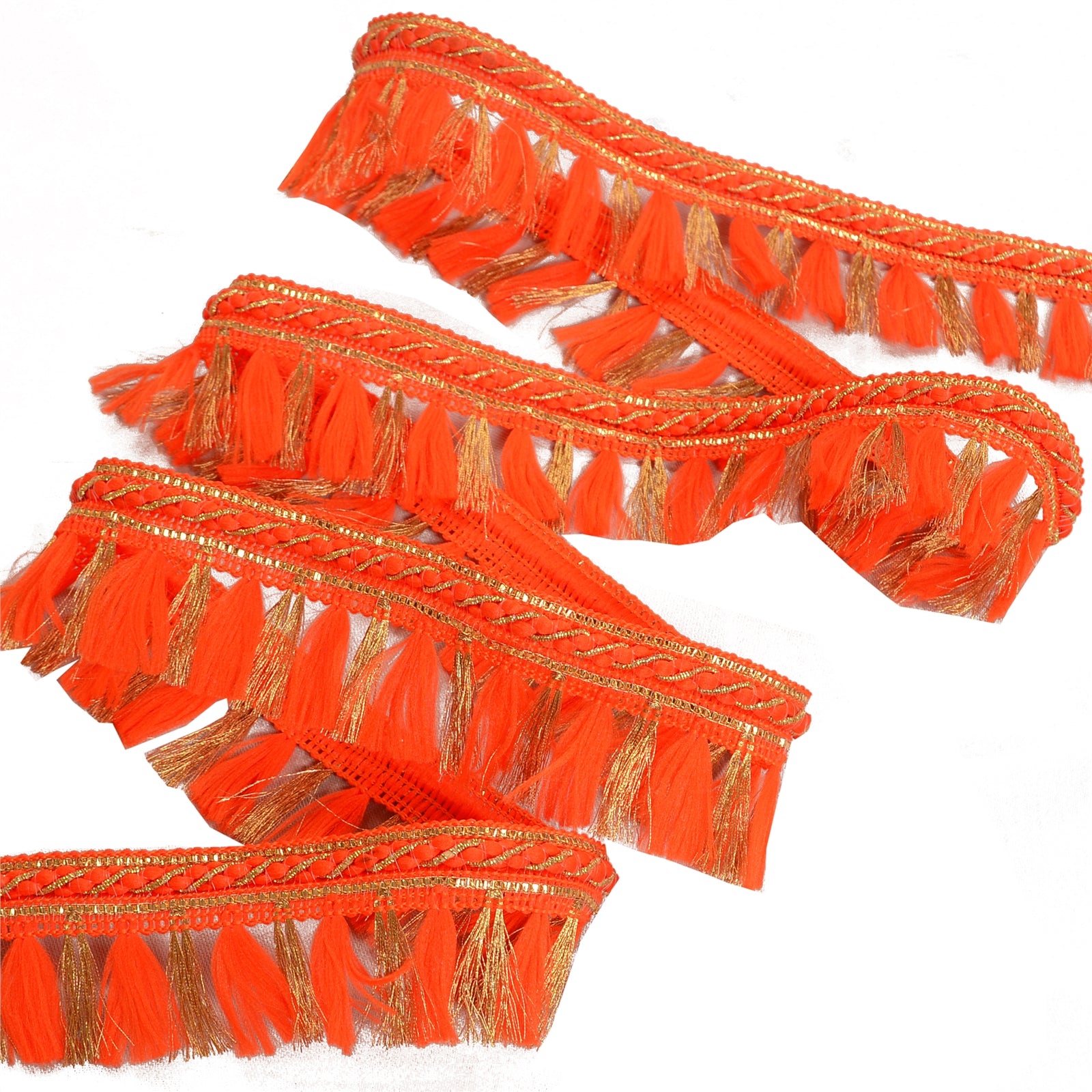 Sanskriti Broderet Kjole Sykant 1 YD Kant Orange Håndværk Dekorativ Blonde