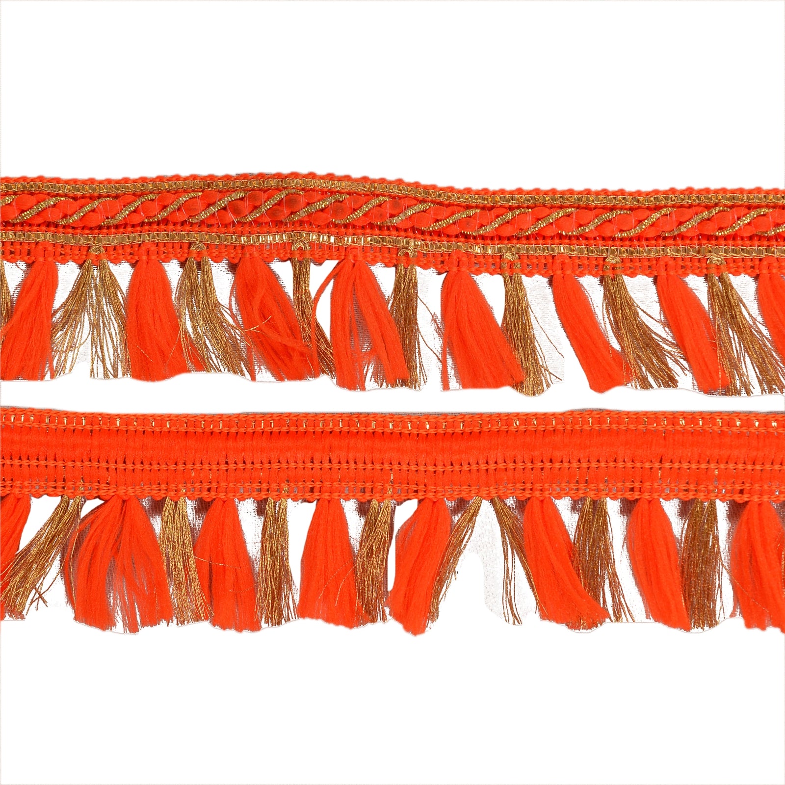 Sanskriti Broderet Kjole Sykant 1 YD Kant Orange Håndværk Dekorativ Blonde