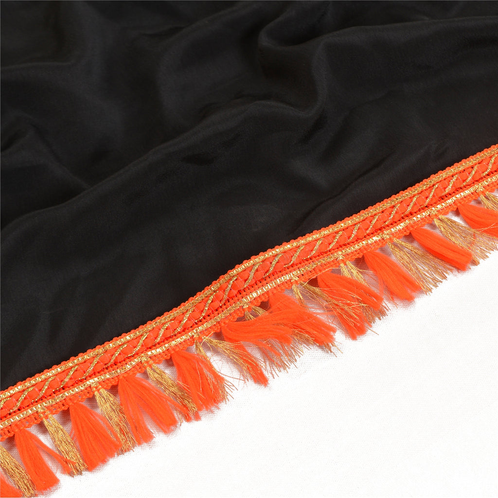 Sanskriti Broderet Kjole Sykant 1 YD Kant Orange Håndværk Dekorativ Blonde