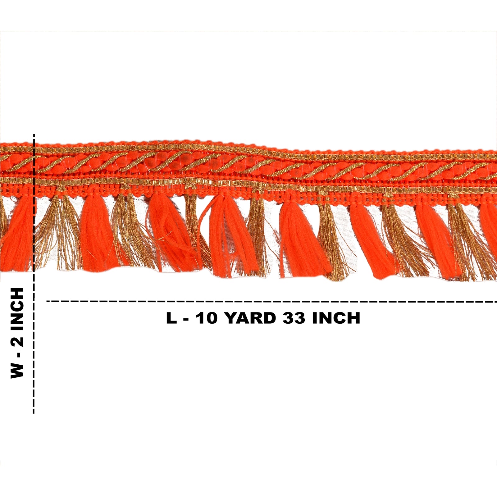 Sanskriti Broderet Kjole Sykant 1 YD Kant Orange Håndværk Dekorativ Blonde