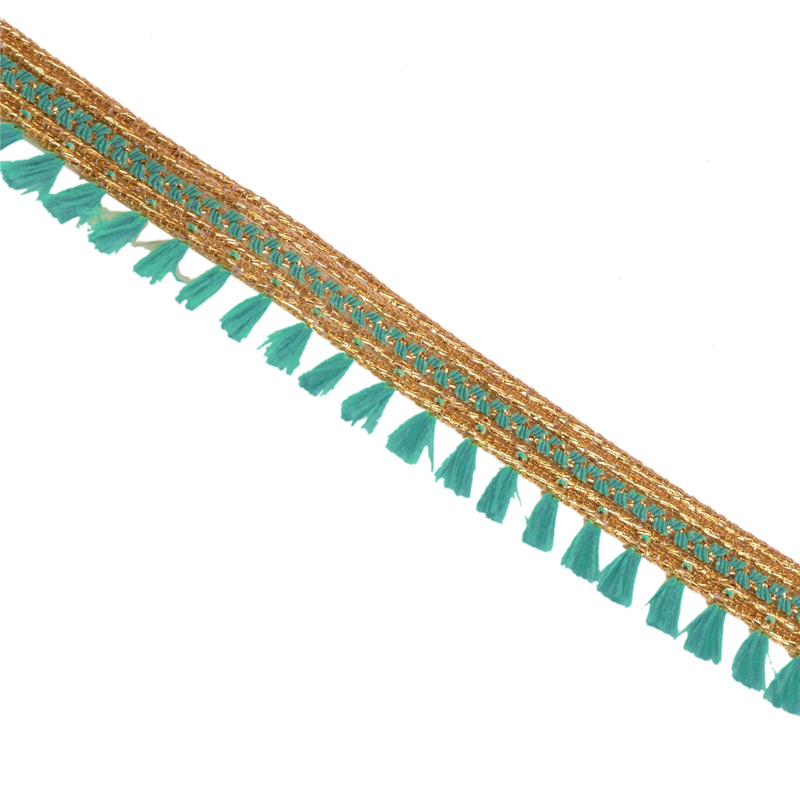 Sanskriti Broderet Kjole Sykant 1 Yard Kant Grøn Håndværksdekoration Blonde