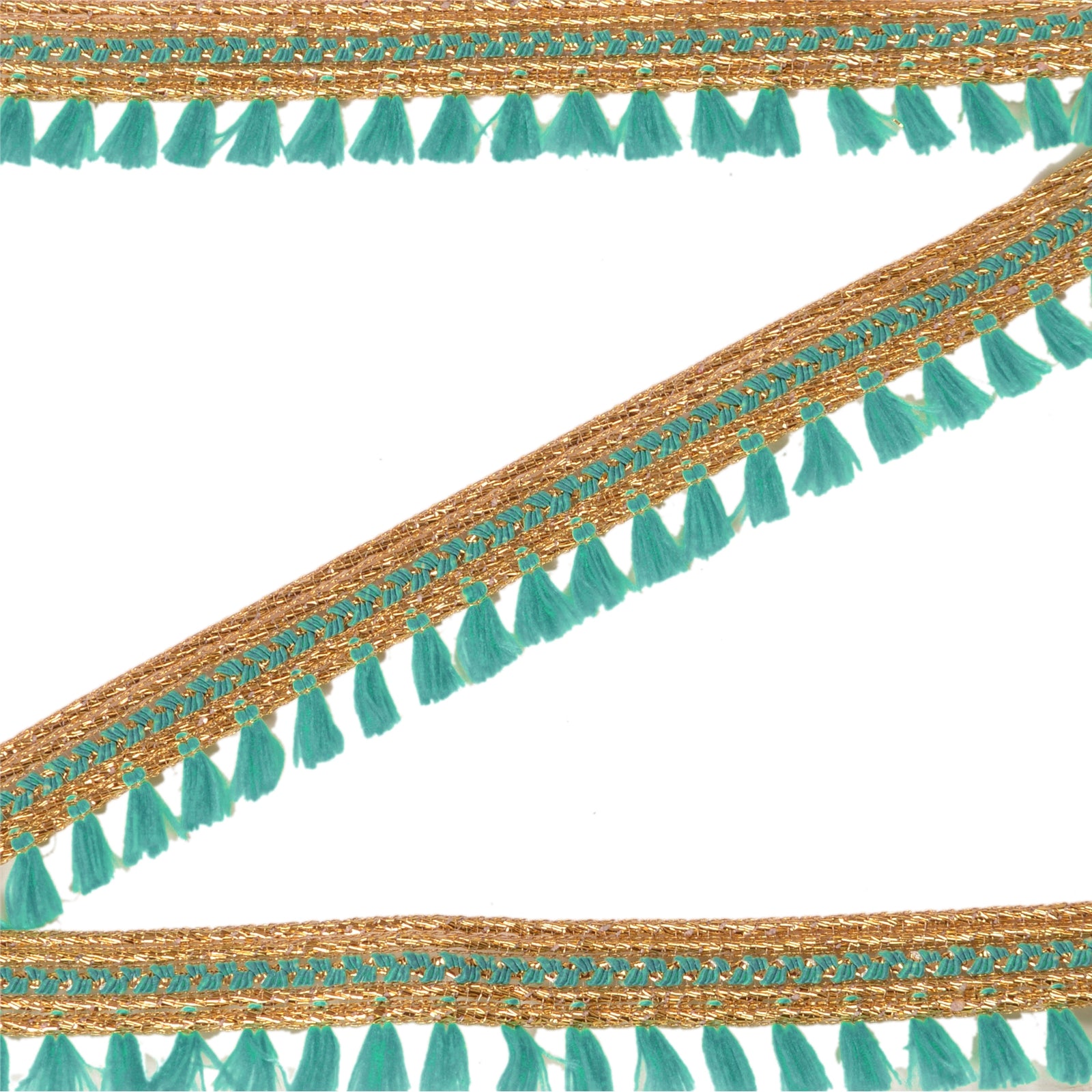 Sanskriti Broderet Kjole Sykant 1 Yard Kant Grøn Håndværksdekoration Blonde