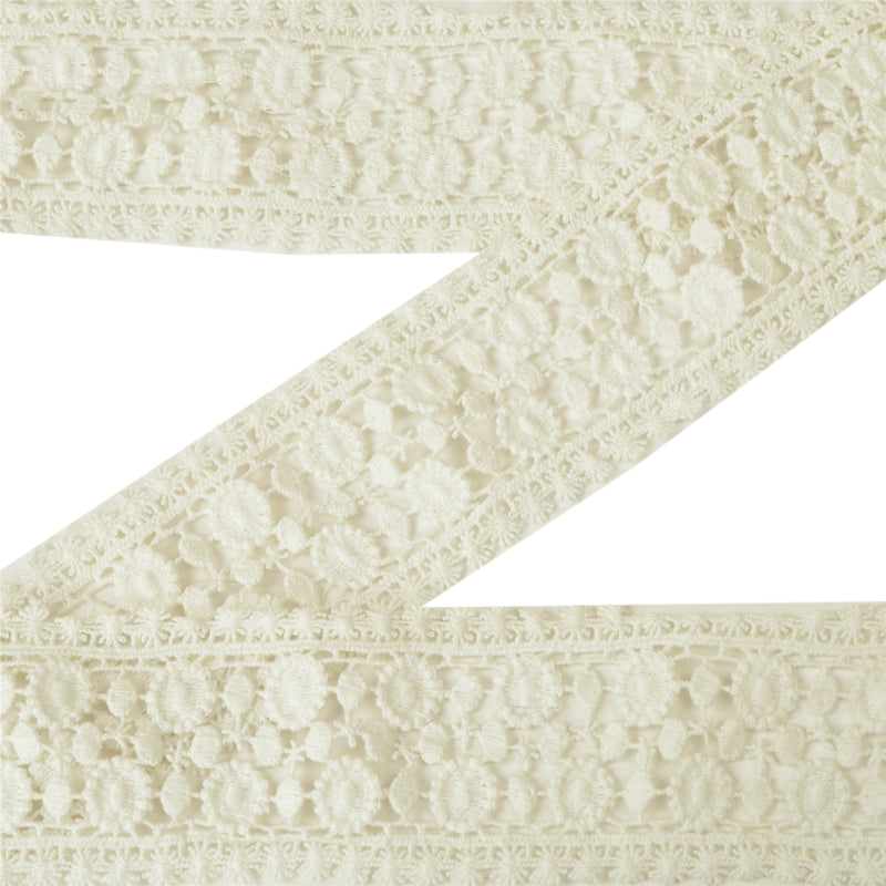 Sanskriti New Schiffli Embroidered Bridal Dress Border 1 YD Trim Ribbon Craft Lace