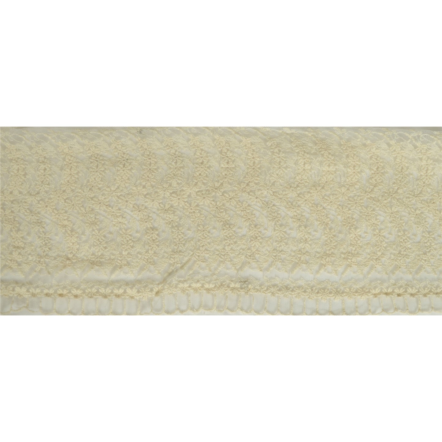 Sanskriti Schiffli Embroidered Bridal Dress Border 1 YD Trim Ribbon Craft Lace