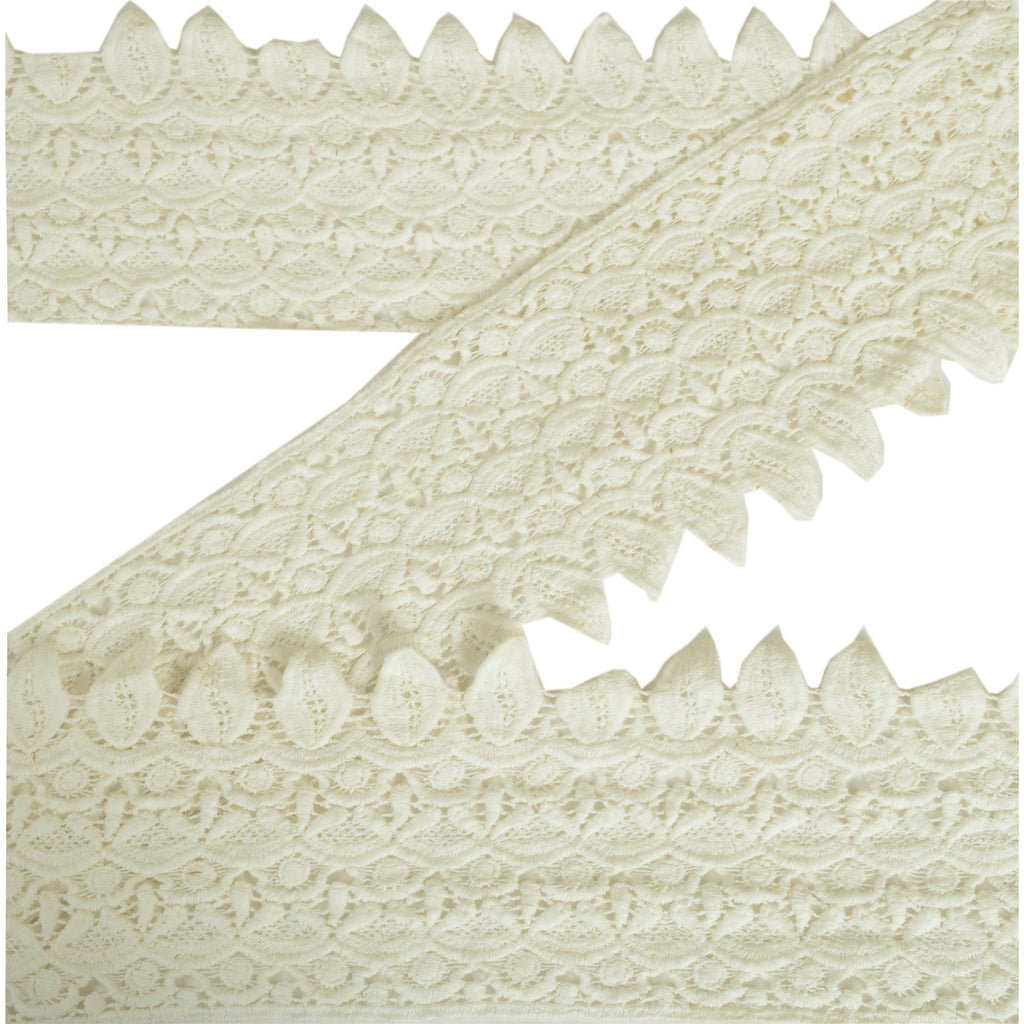 Sanskriti Schiffli Embroidered Bridal Dress Border 1 YD Trim Ribbon Craft Lace