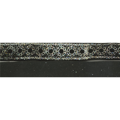 Sanskriti Indian Woven Sparkle Dress Border 1 YD Trim Ribbon Black Craft Lace