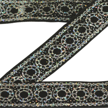 Sanskriti Indian Woven Sparkle Dress Border 1 YD Trim Ribbon Black Craft Lace