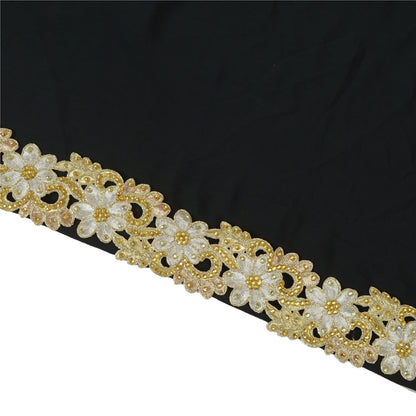 Sanskriti Hand Beaded Dress Bridal Border 1 YD Trim Ribbon Silver Craft Lace