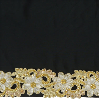 Sanskriti Hand Beaded Dress Bridal Border 1 YD Trim Ribbon Silver Craft Lace