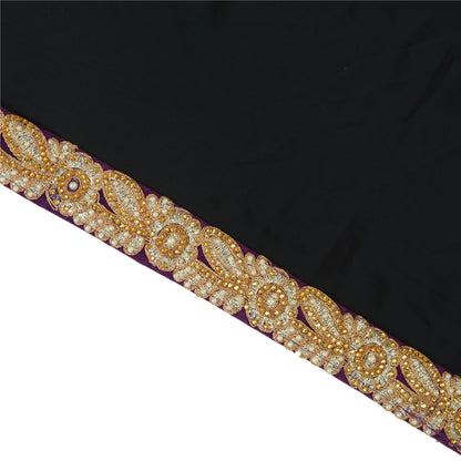 Sanskriti Hand Beaded Dress Bridal Border 1 YD Trim Purple Craft Zircon Lace