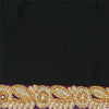 Sanskriti Hand Beaded Dress Bridal Border 1 YD Trim Purple Craft Zircon Lace