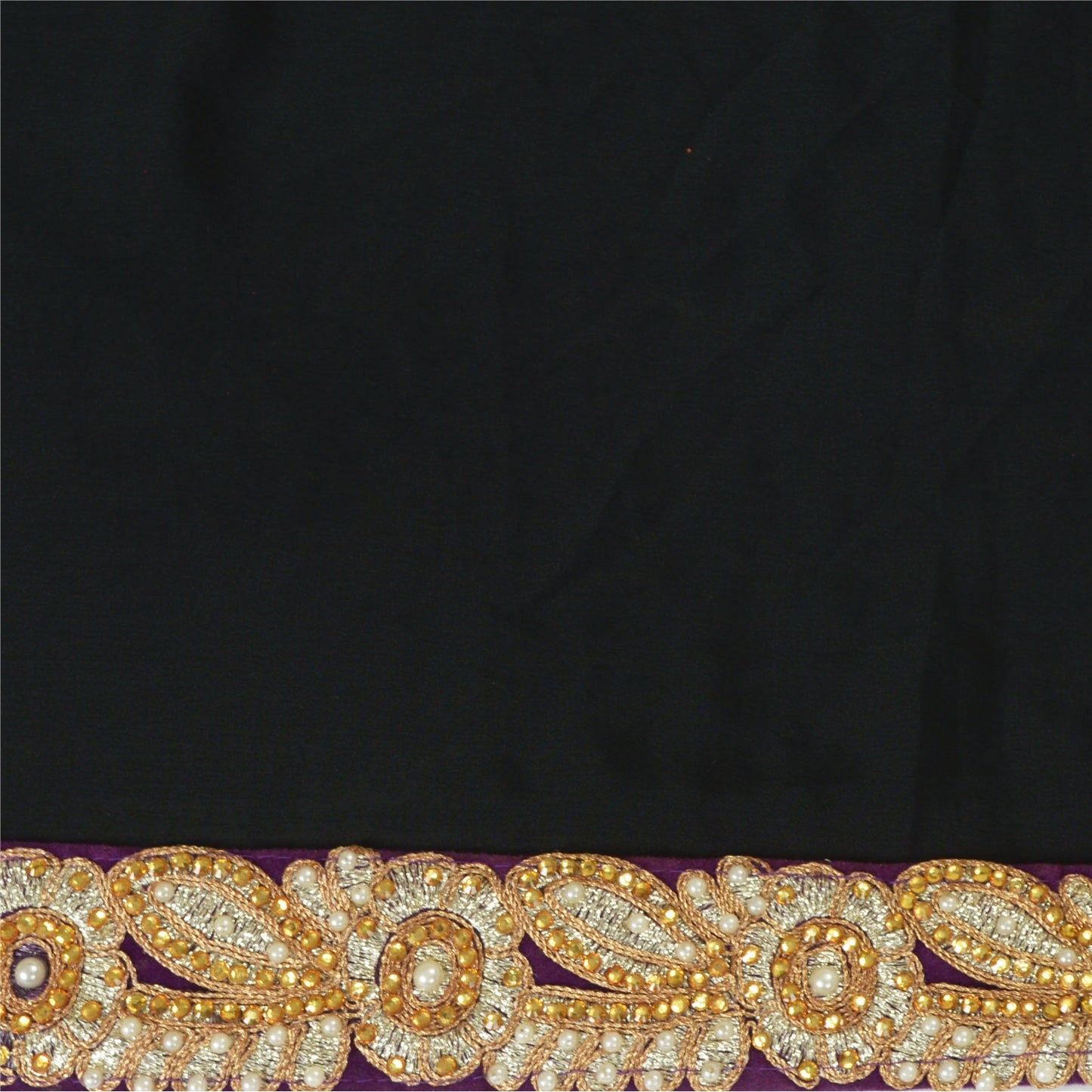 Sanskriti Hand Beaded Dress Bridal Border 1 YD Trim Purple Craft Zircon Lace