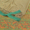 Sanskriti Vintage Green Indian Sarees Moss Crepe Blouse Piecd Print Sari Fabric