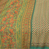 Sanskriti Vintage Green Indian Sarees Moss Crepe Blouse Piecd Print Sari Fabric