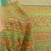 Sanskriti Vintage Green Indian Sarees Moss Crepe Blouse Piecd Print Sari Fabric