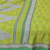 Sanskriti Vintage Sarees Indian Green Printed Moss Crepe Sari Soft Craft  Fabric