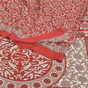Sanskriti Vintage Sarees Indian Red Printed Moss Crepe Sari Floral Craft  Fabric