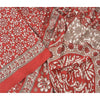 Sanskriti Vintage Sarees Indian Red Printed Moss Crepe Sari Floral Craft  Fabric