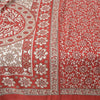 Sanskriti Vintage Sarees Indian Red Printed Moss Crepe Sari Floral Craft  Fabric