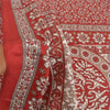 Sanskriti Vintage Sarees Indian Red Printed Moss Crepe Sari Floral Craft  Fabric
