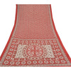 Sanskriti Vintage Sarees Indian Red Printed Moss Crepe Sari Floral Craft  Fabric
