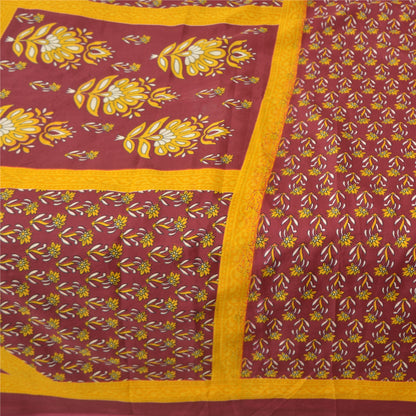 Sanskriti Vintage Dark Red Indian Sarees Moss Crepe Printed Sari Craft Fabric
