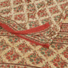 Sanskriti Vintage Cream Sarees Moss Crepe Floral Printed Sari 5 YD Craft Fabric