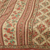 Sanskriti Vintage Cream Sarees Moss Crepe Floral Printed Sari 5 YD Craft Fabric