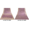 Sanskriti Vintage Indian Purple Sarees Moss Crepe Printed Sari Sewing 5YD Fabric