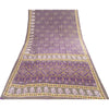 Sanskriti Vintage Indian Purple Sarees Moss Crepe Printed Sari Sewing 5YD Fabric