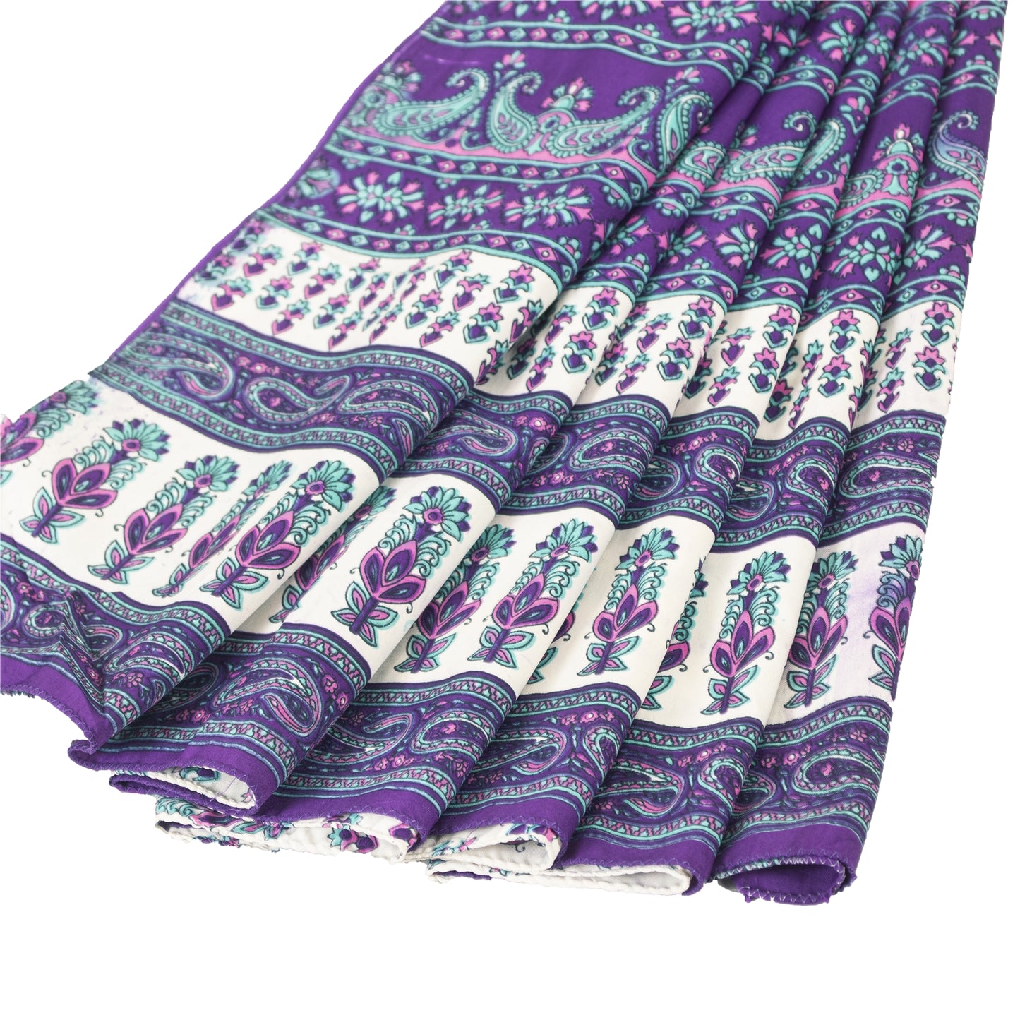 Sanskriti Vintage White Saree Moss Crepe Floral Printed Craft Fabric 5 Yard Sari