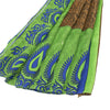Sanskriti Vintage Indian Green Sarees Moss Crepe Printed Craft 5 Yd Fabric Sari