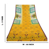 Sanskriti Vintage Yellow Sarees Moss Crepe Printed Craft 5 Yard Fabric Sari