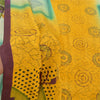 Sanskriti Vintage Yellow Sarees Moss Crepe Printed Craft 5 Yard Fabric Sari