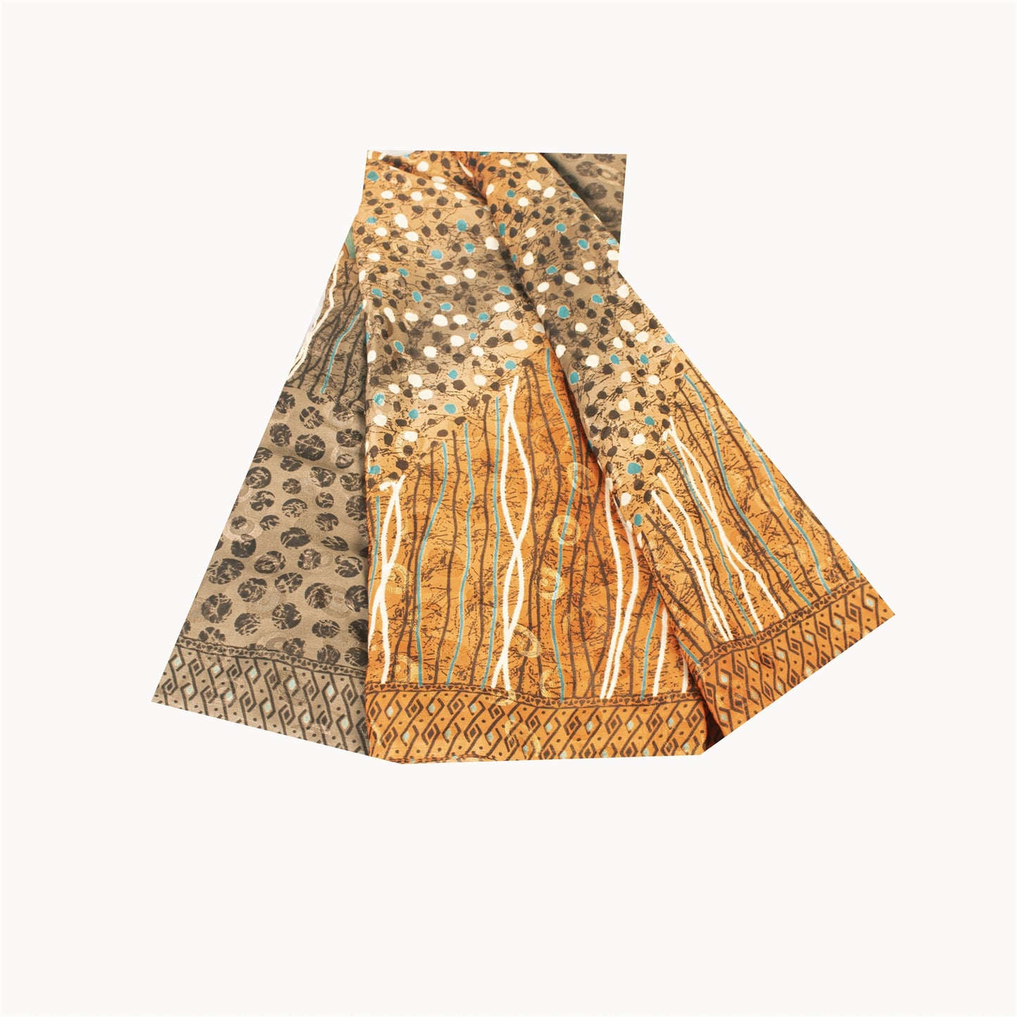 Sanskriti Vintage Brown Sarees Moss Crepe Floral Printed Craft Fabric Sari