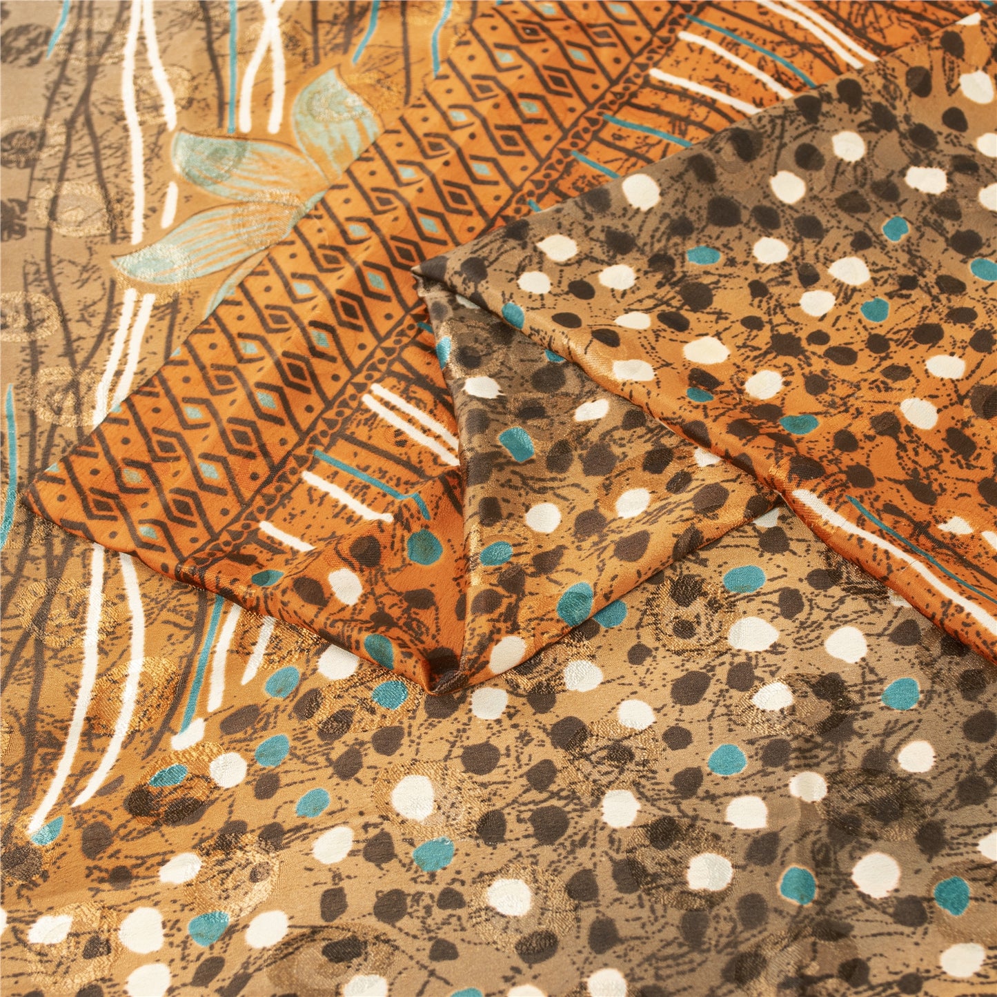 Sanskriti Vintage Brown Sarees Moss Crepe Floral Printed Craft Fabric Sari