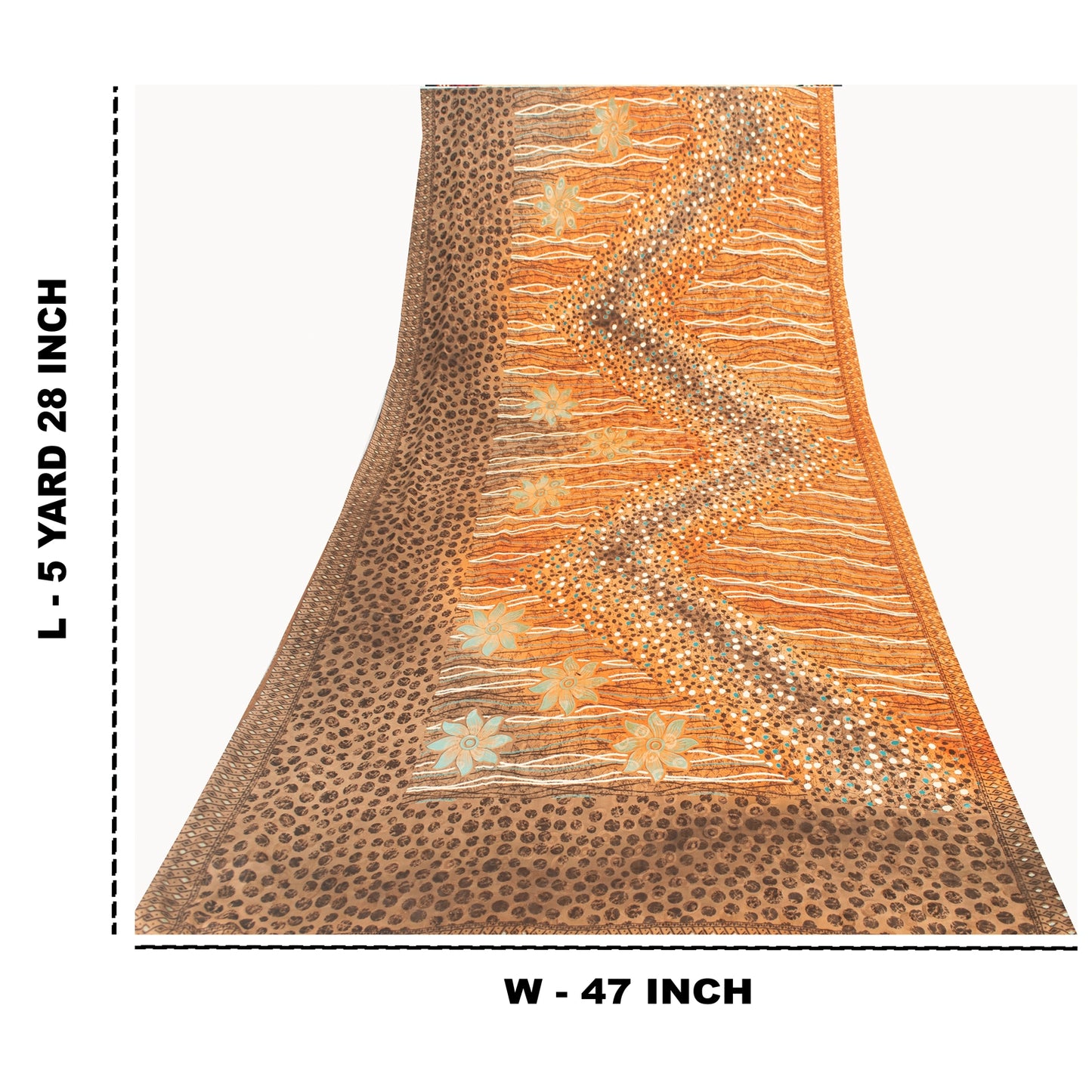 Sanskriti Vintage Brown Sarees Moss Crepe Floral Printed Craft Fabric Sari